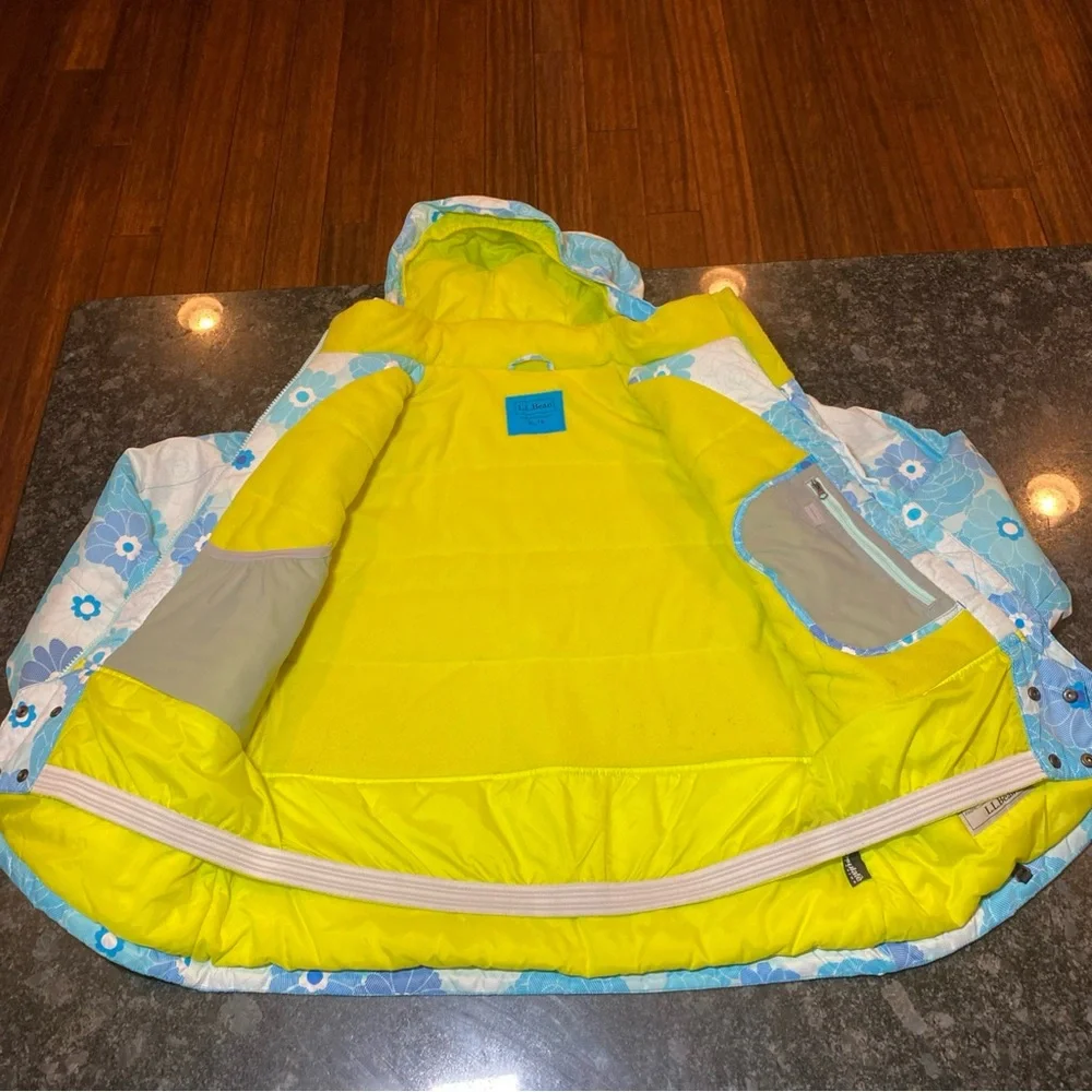 LL Bean Insulated Winter Ski Blue Youth Girls Hooded Full Zip Jacket XL 18